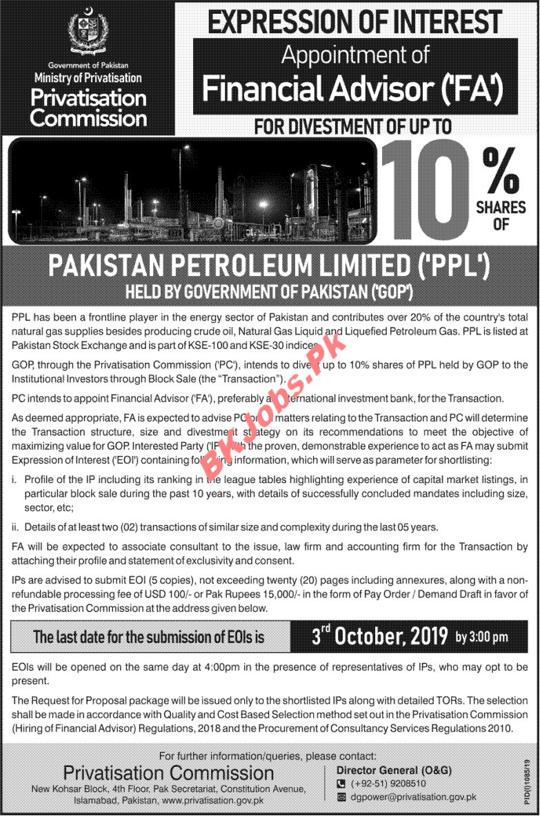 Ministry of Privatization Islamabad Jobs for Financial ...