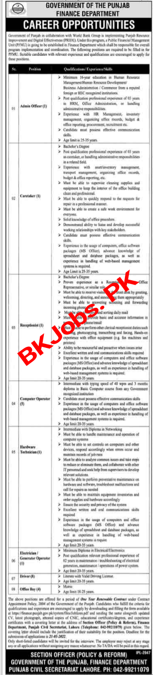 Punjab civil secretariat lahore jobs