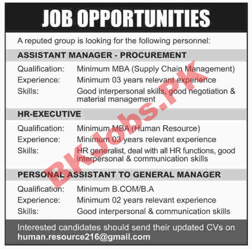 A reputed Group Karachi Jobs for Asst Manager HR Executive & GM Latest ...