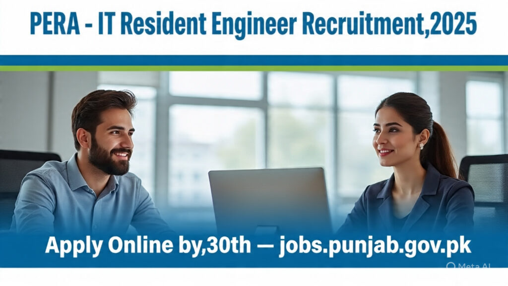 "Current govt recruitment banner showing IT professionals applying for PERA jobs 2025 in a government office setup"