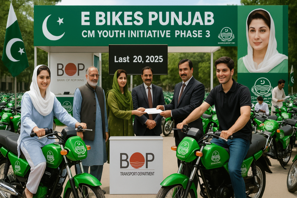 Students receiving e bikes under E Bikes Punjab scheme in 2025